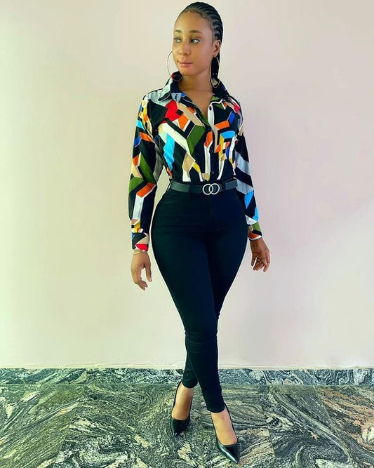 Vintage shirt and one color pants set