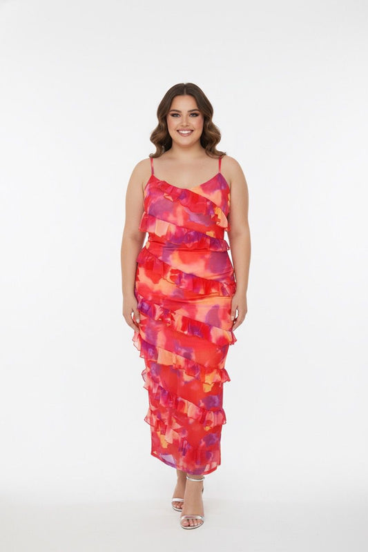 summer frilly tie dye dress