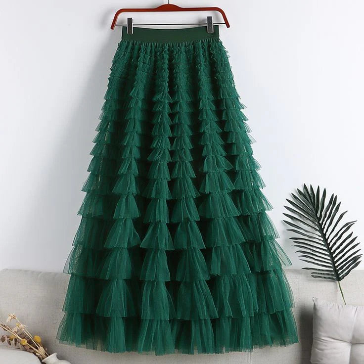 Gauze ruffle skirts