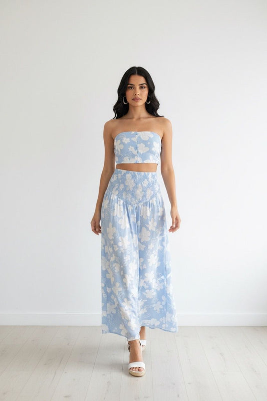 flare skirt and crop top set