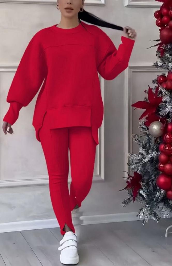 warm tracksuit with high and low top