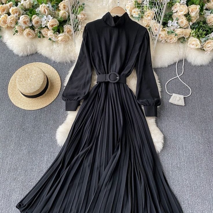 Belted chiffon dress