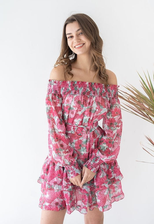 Floral chiffon dress.