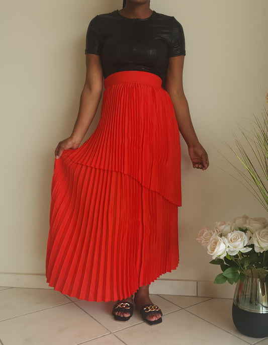 High low pleated skirt