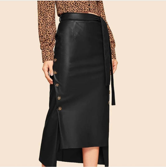 Leather Back Overlapping Skirt