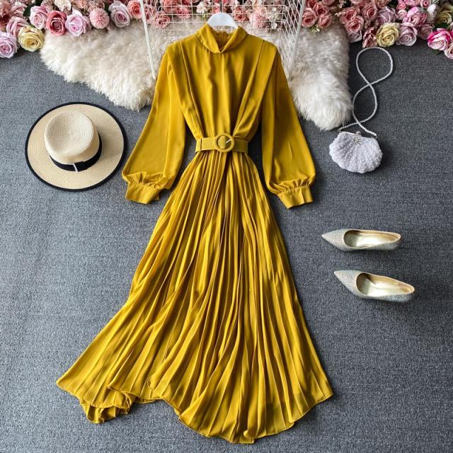 Belted chiffon dress