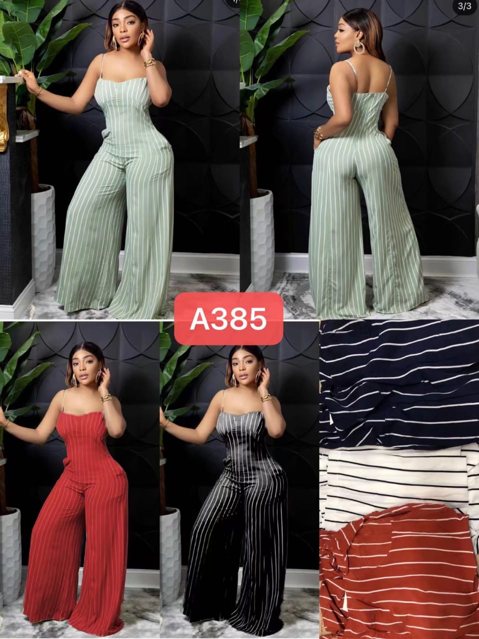 Wide leg stripes jumpsuit.