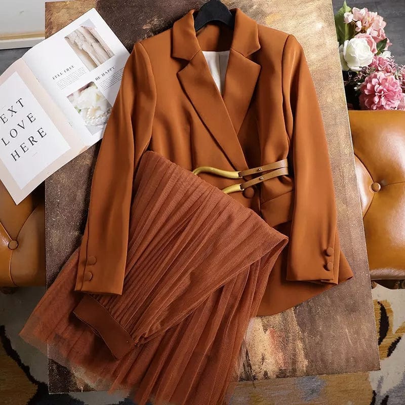 Blazer and skirt two piece set.