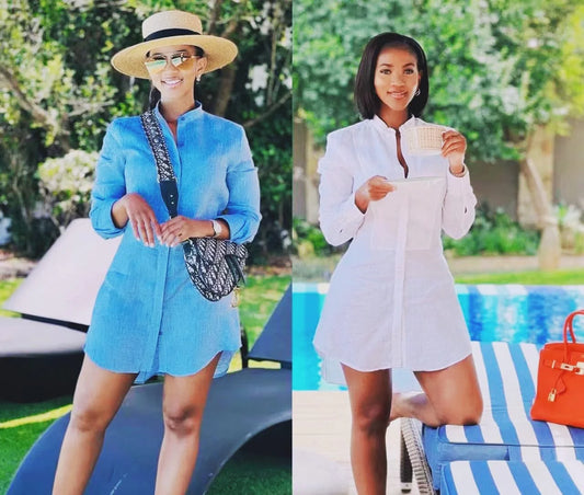 Solid colour shirt dress