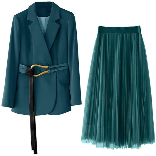 Blazer and skirt two piece set.