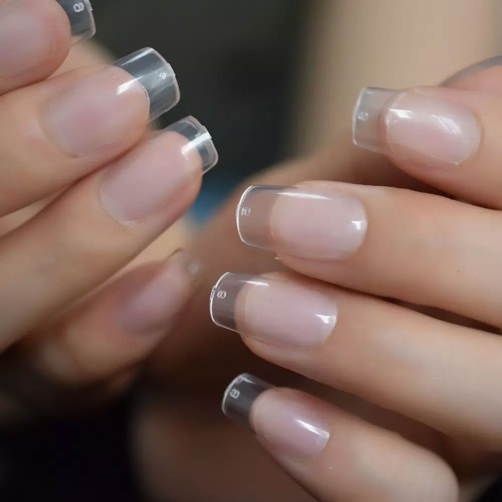 Clear nail tips.