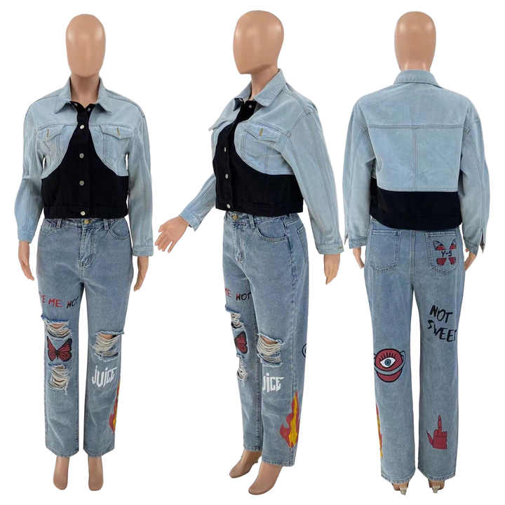 Ripped painted boyfriends jeans