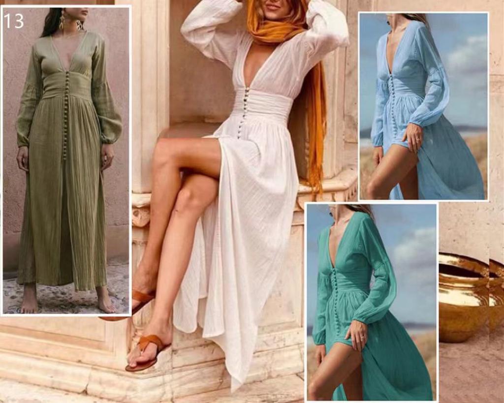 Long sleeves flowy dress.