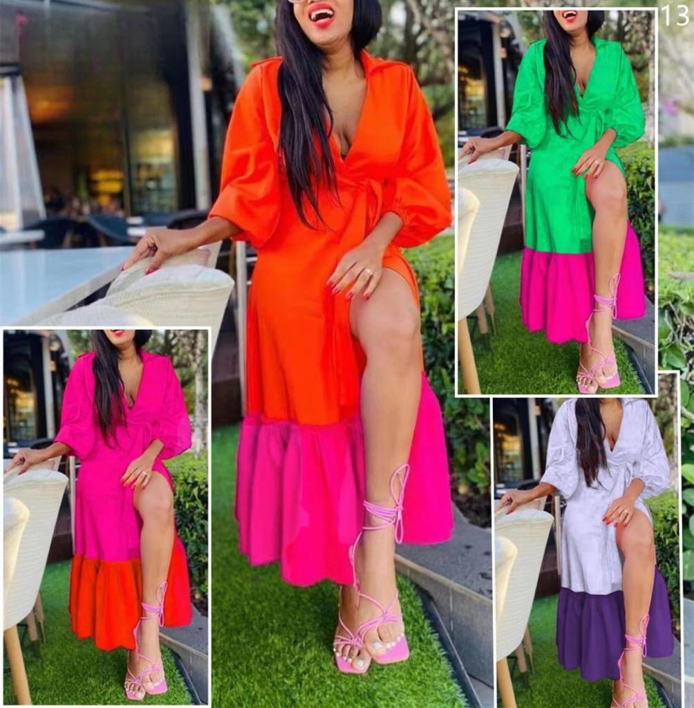 2 tone color wrap dress.