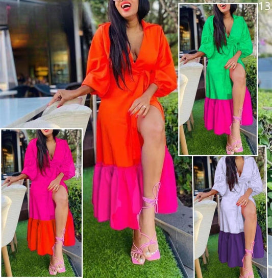 2 tone color wrap dress.