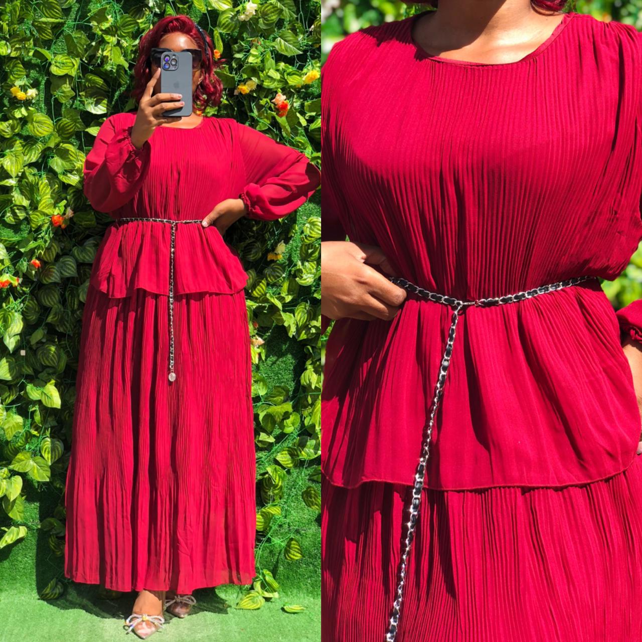 Pleated chiffon dress