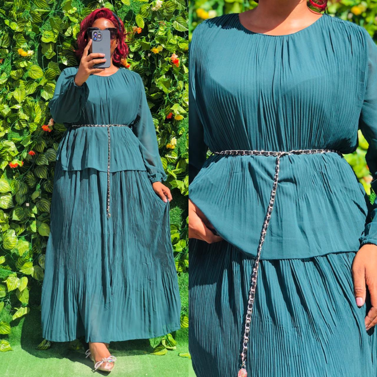 Pleated chiffon dress