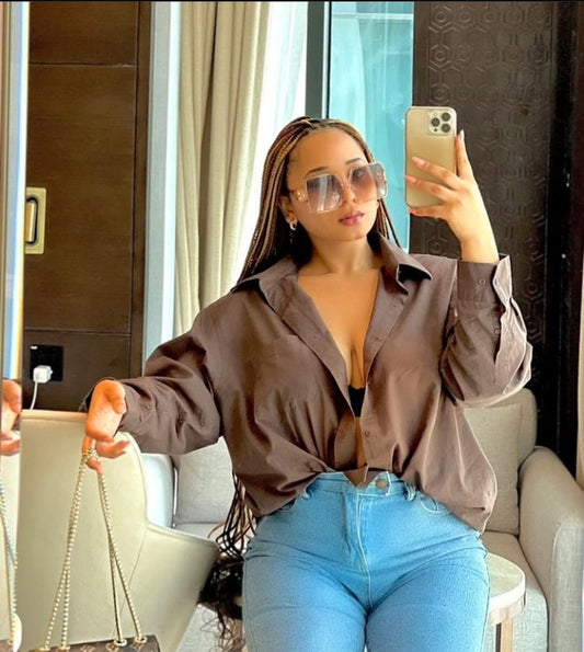 Chocolate oversized shirt.