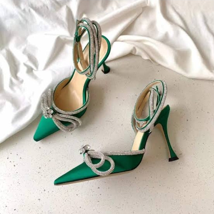 Silver bow heels – ClothingCo