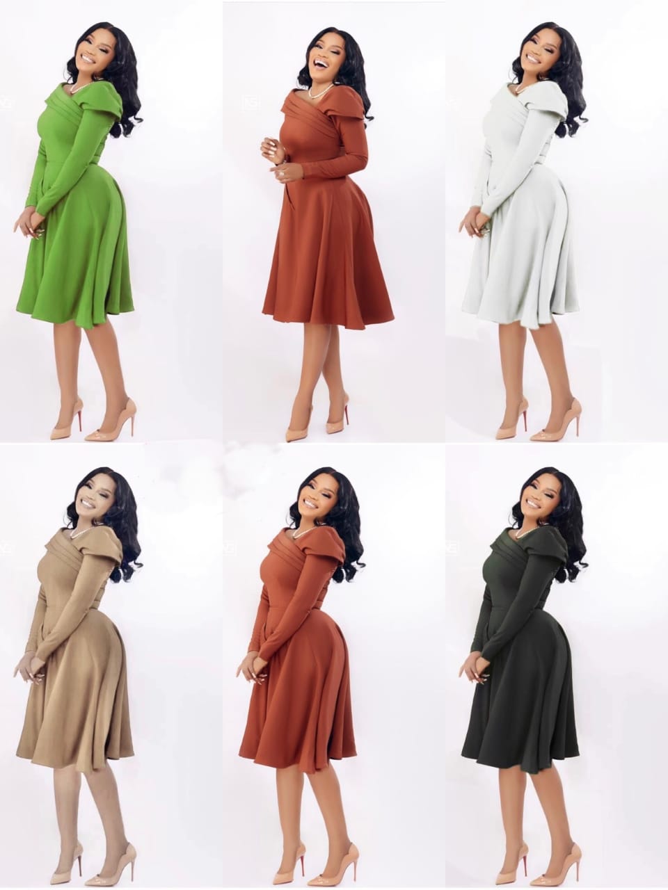 Fold over long-sleeved dress