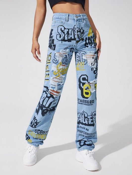 Printed Mom jean