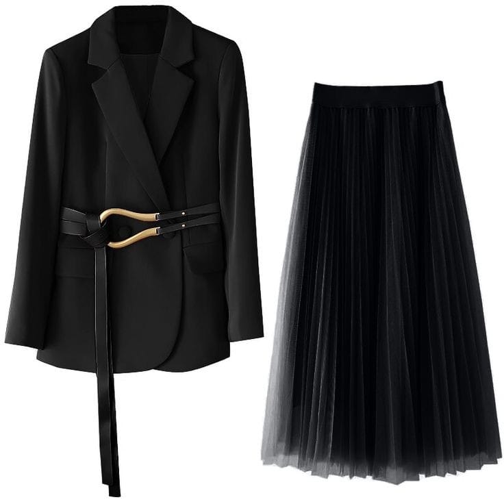 Blazer and skirt two piece set.