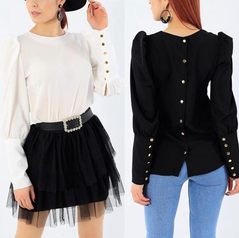 Reverse button blouse