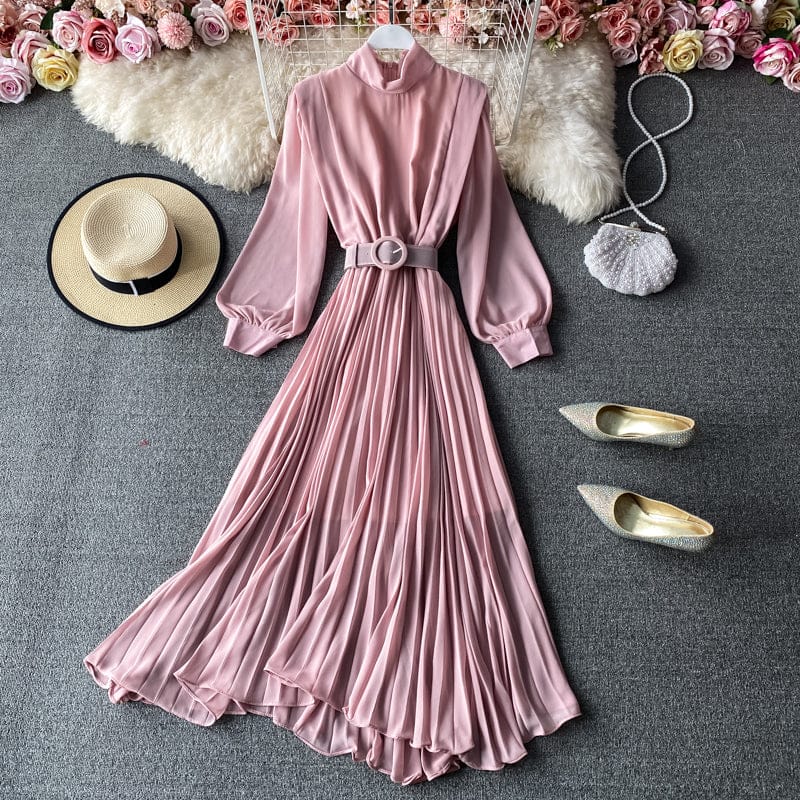 Belted chiffon dress