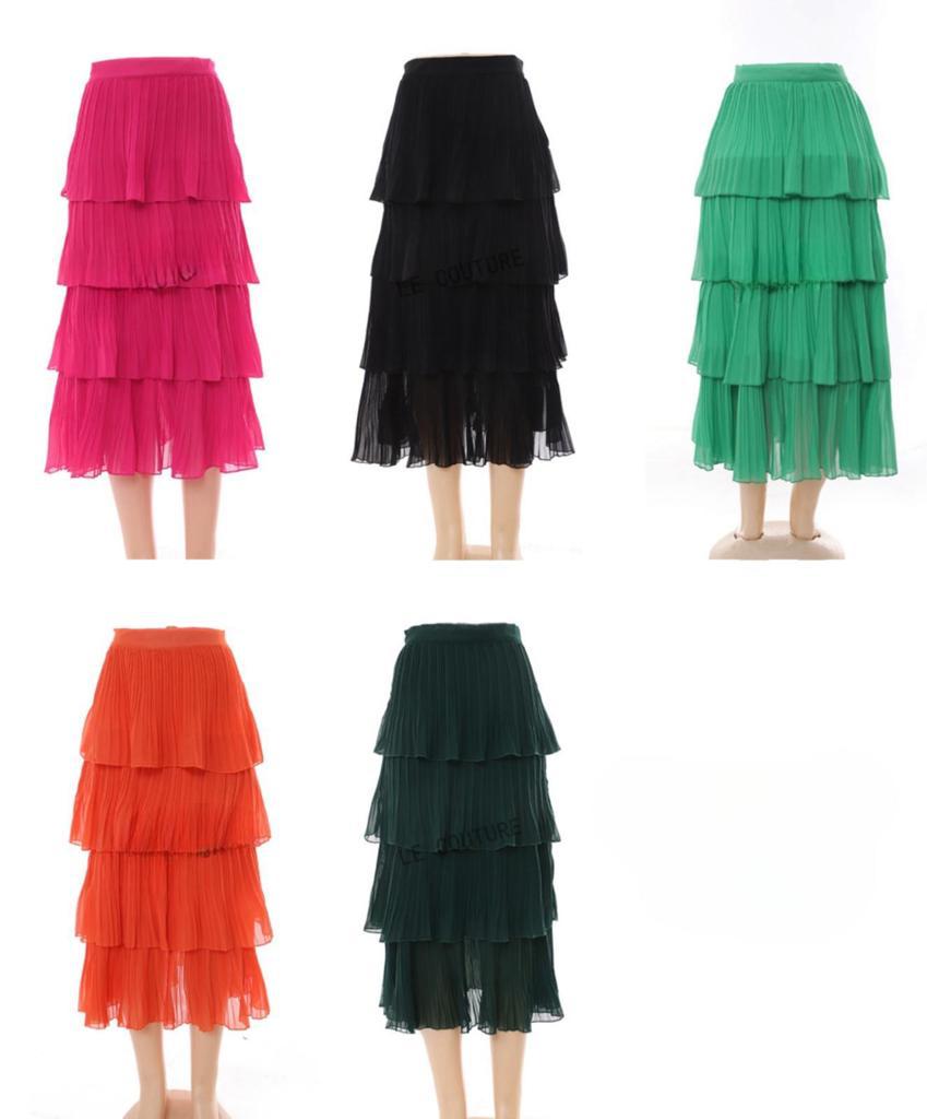 Pleated layered skirts