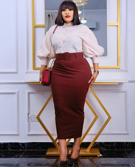 Back Slit belted Skirts
