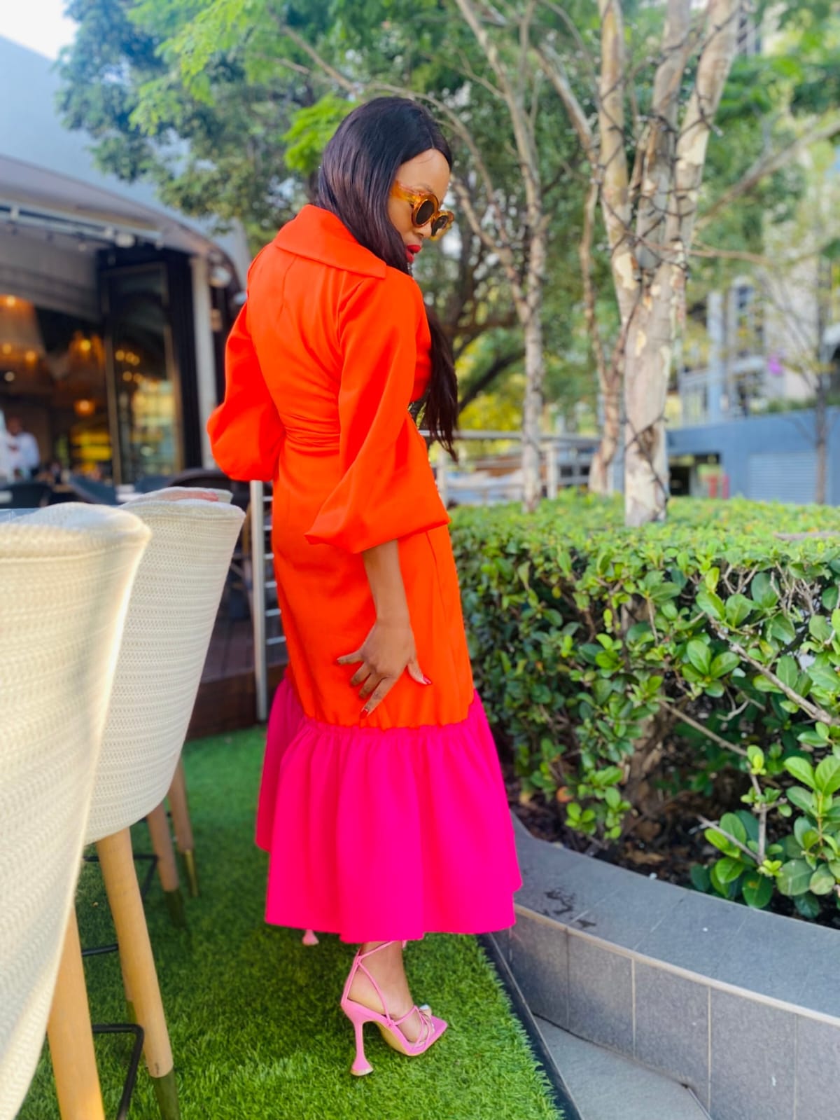 2 tone color wrap dress.