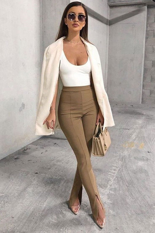 split bottom  high waisted pants