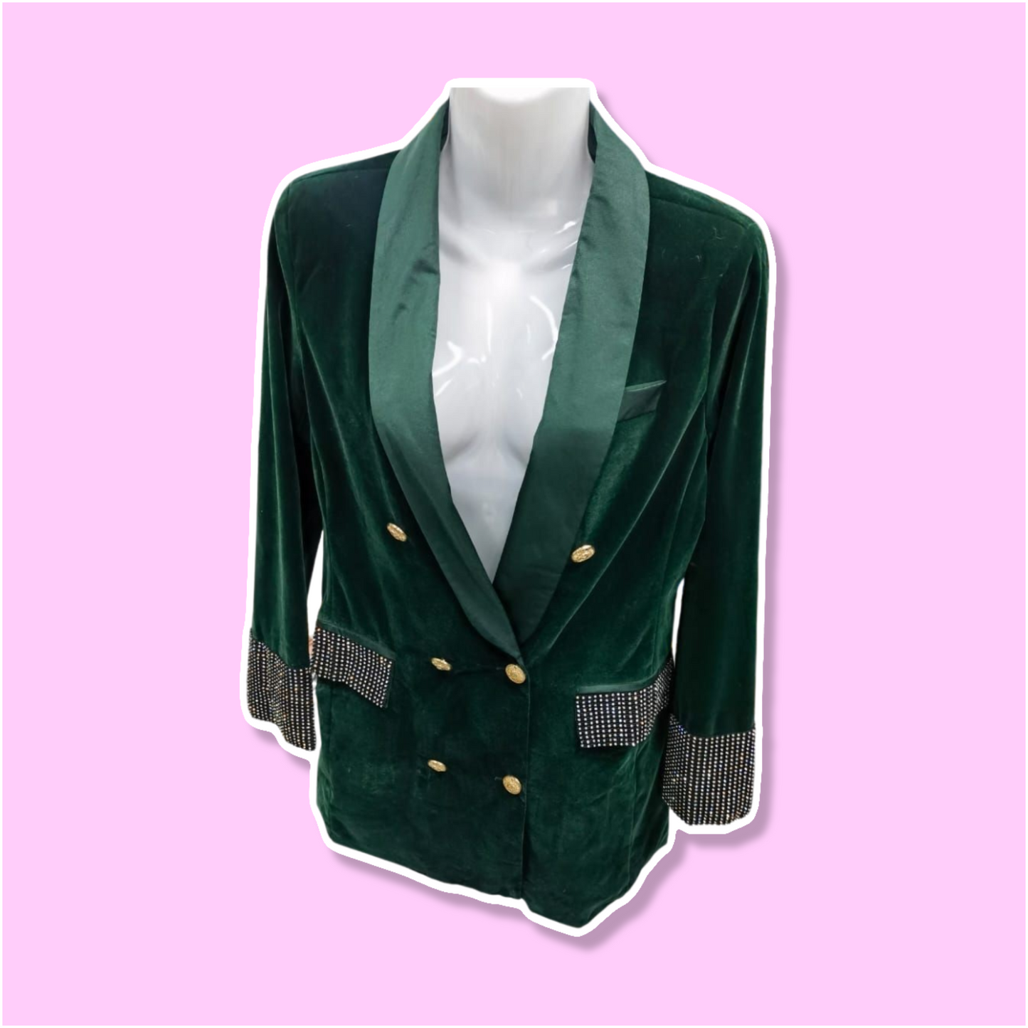 Velvet  double breasted button blazer